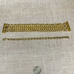 Gold Chain Bracelets Set of 2‎